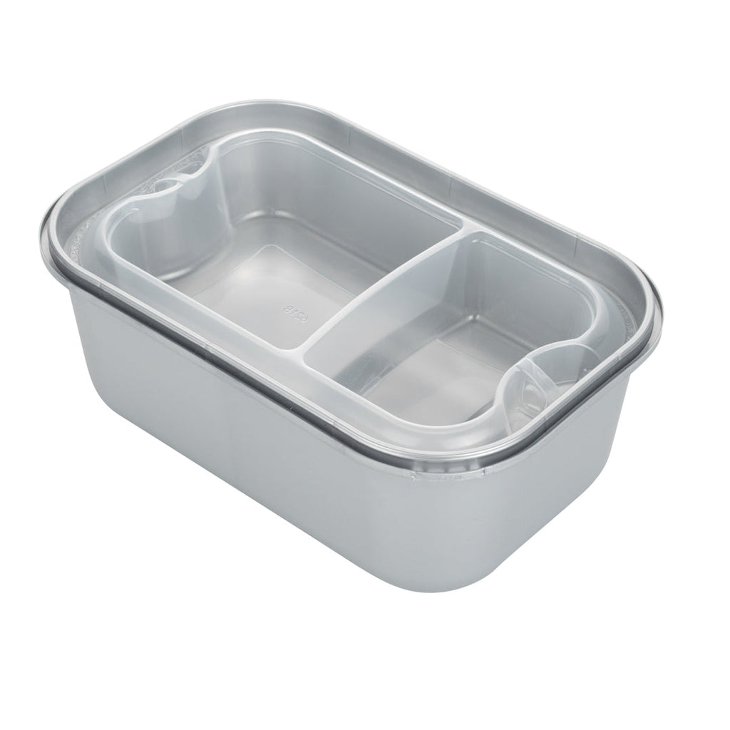 Futura 17 oz Clear Plastic 2-Compartment Insert Tray - Fits 46 oz Container, Microwavable - 100 count box