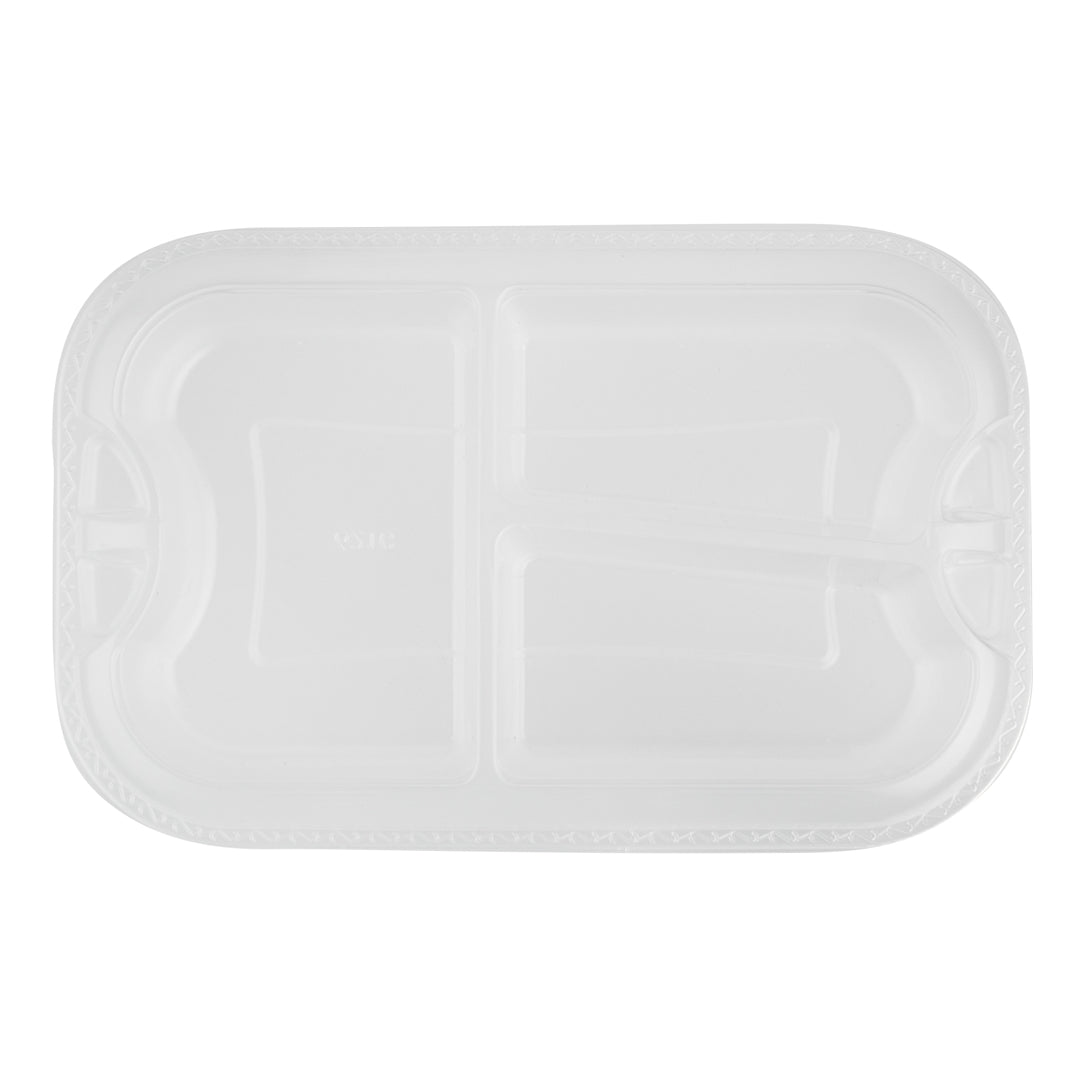 Futura 17 oz Clear Plastic 3-Compartment Insert Tray - Fits 46 oz Container, Microwavable - 100 count box