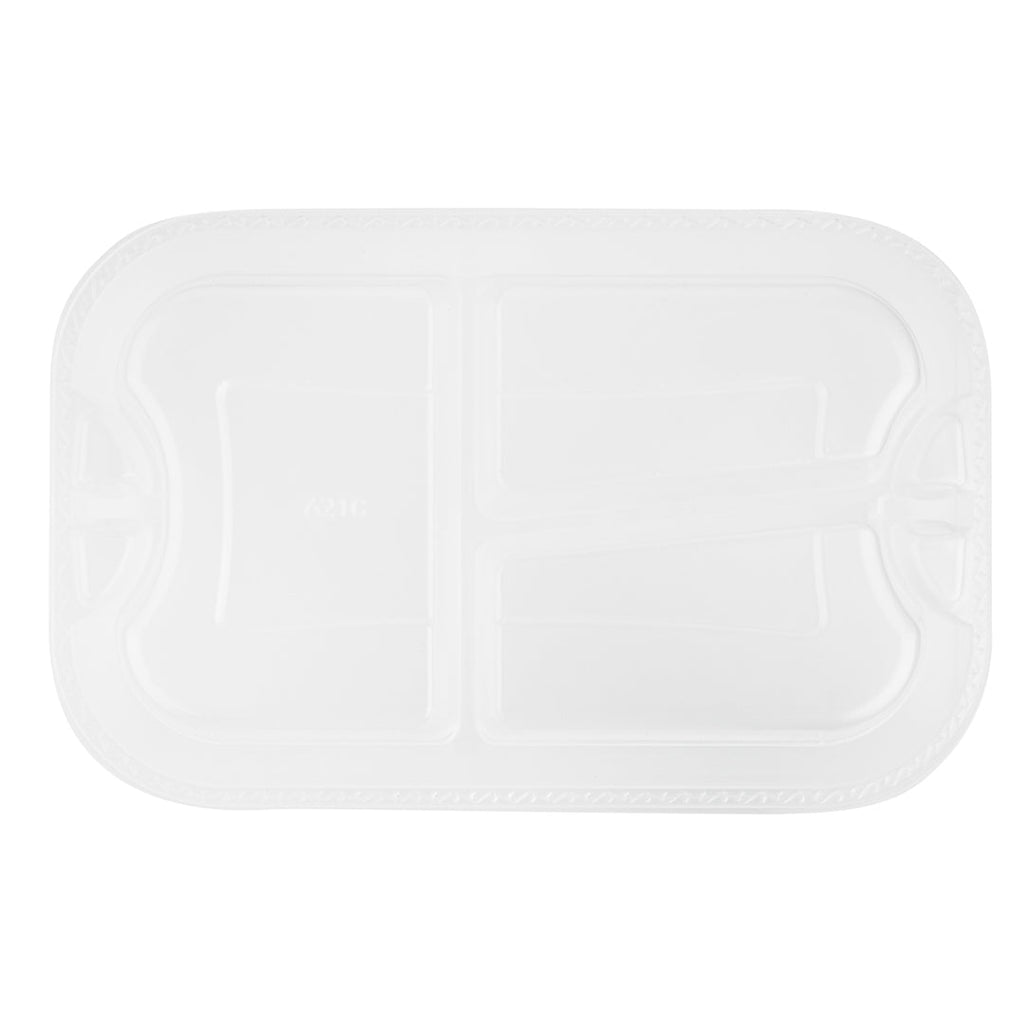 Futura 17 oz Clear Plastic 3-Compartment Insert Tray - Fits 46 oz Container, Microwavable - 100 count box