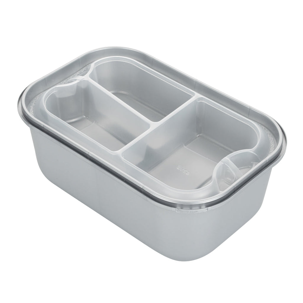Futura 17 oz Clear Plastic 3-Compartment Insert Tray - Fits 46 oz Container, Microwavable - 100 count box