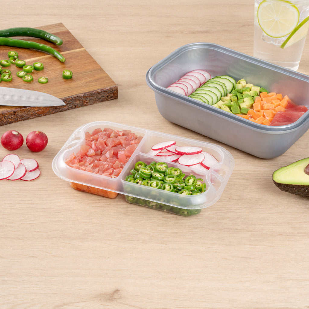 Futura 17 oz Clear Plastic 3-Compartment Insert Tray - Fits 46 oz Container, Microwavable - 100 count box