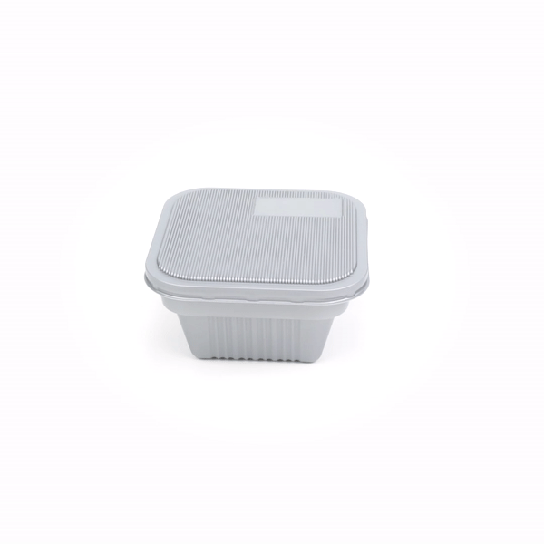 Futura 34 oz Silver Plastic Take Out Bowl - with Lid, Microwavable, Inserts Available - 6" x 6" x 3 1/4" - 100 count box
