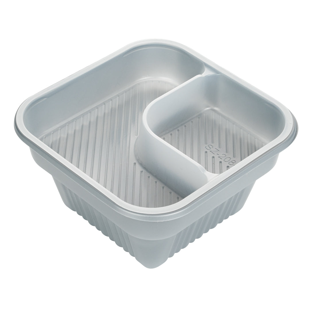 Futura 14 oz Clear Plastic 2-Compartment Insert Tray - Fits 34 oz Bowl, Microwavable - 100 count box