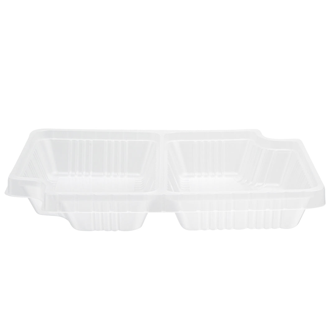 Futura 14 oz Clear Plastic 2-Compartment Insert Tray - Fits 34 oz Box, Microwavable - 100 count box