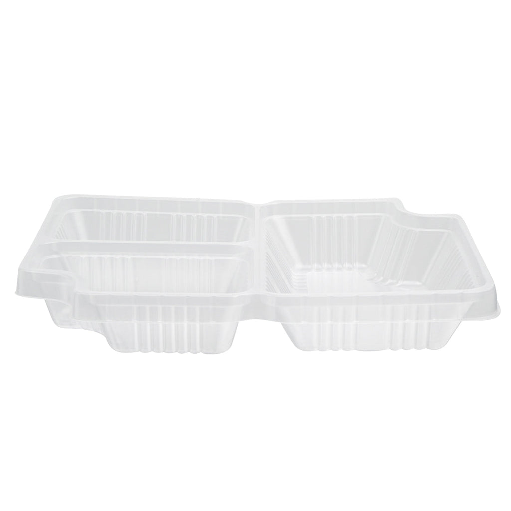 Futura 14 oz Clear Plastic 3-Compartment Insert Tray - Fits 34 oz Box, Microwavable - 100 count box