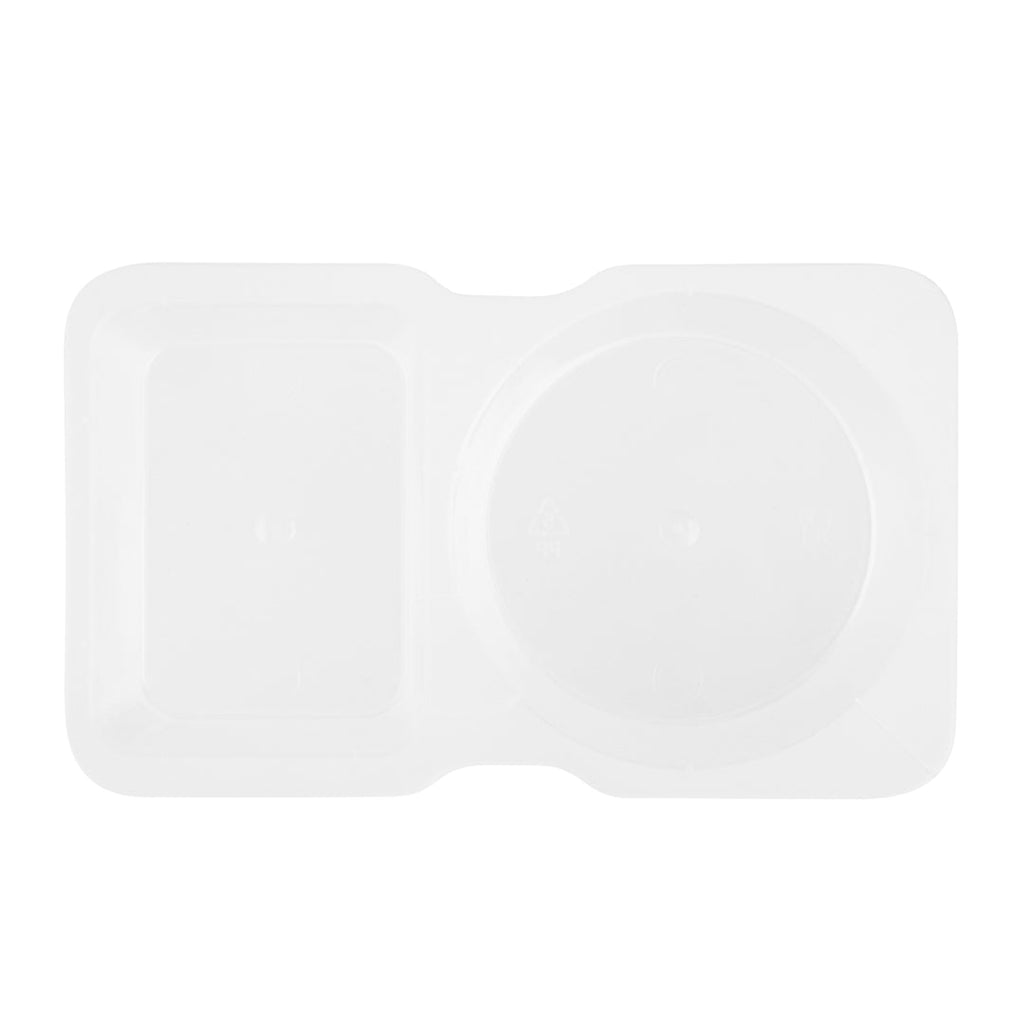 Futura 5 oz Clear Plastic Sauce Container - with Hinged Lid, 2-Compartment, Microwavable - 4" x 3 1/4" x 1" - 100 count box