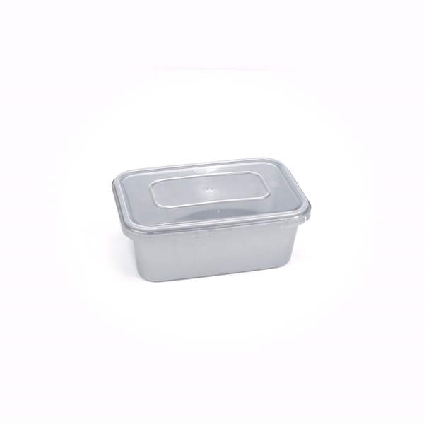 Futura 35 oz Silver Plastic Tamper-Evident Container - with Clear Lid, Microwavable - 7" x 4 3/4" x 2 3/4" - 100 count box