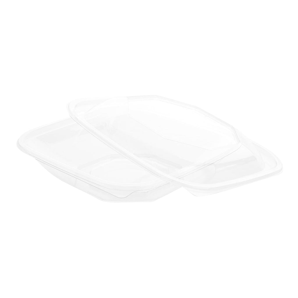 Thermo Tek 25 oz Square Clear Plastic Take Out Salad Bowl - with Lid, Anti-Fog - 7 1/2" x 7 1/2" x 2 3/4" - 100 count box