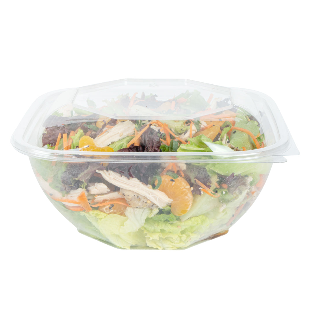 Thermo Tek 51 oz Square Clear Plastic Take Out Salad Bowl - with Lid, Anti-Fog - 7 1/2" x 7 1/2" x 4 1/4" - 100 count box