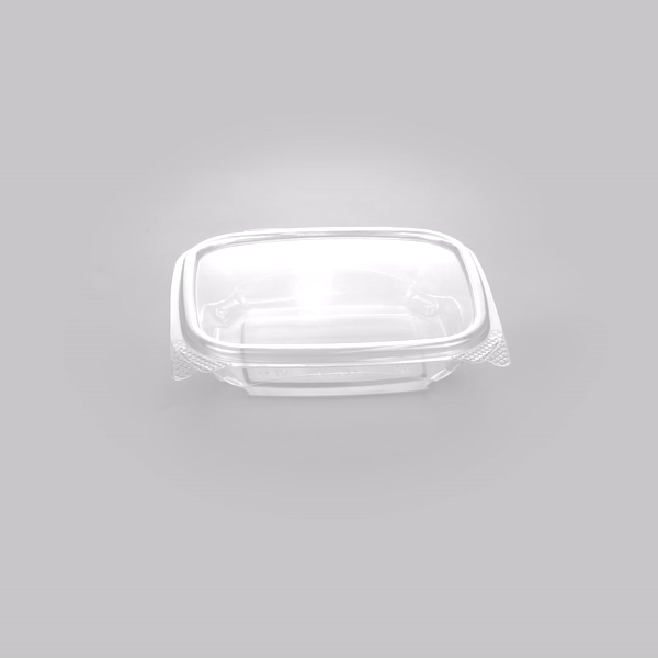 Thermo Tek 8 oz Rectangle Clear Plastic Deli / Snack Container - with Hinged Lid, Anti-Fog - 10" x 5 3/4" x 1 1/4" - 100 count box