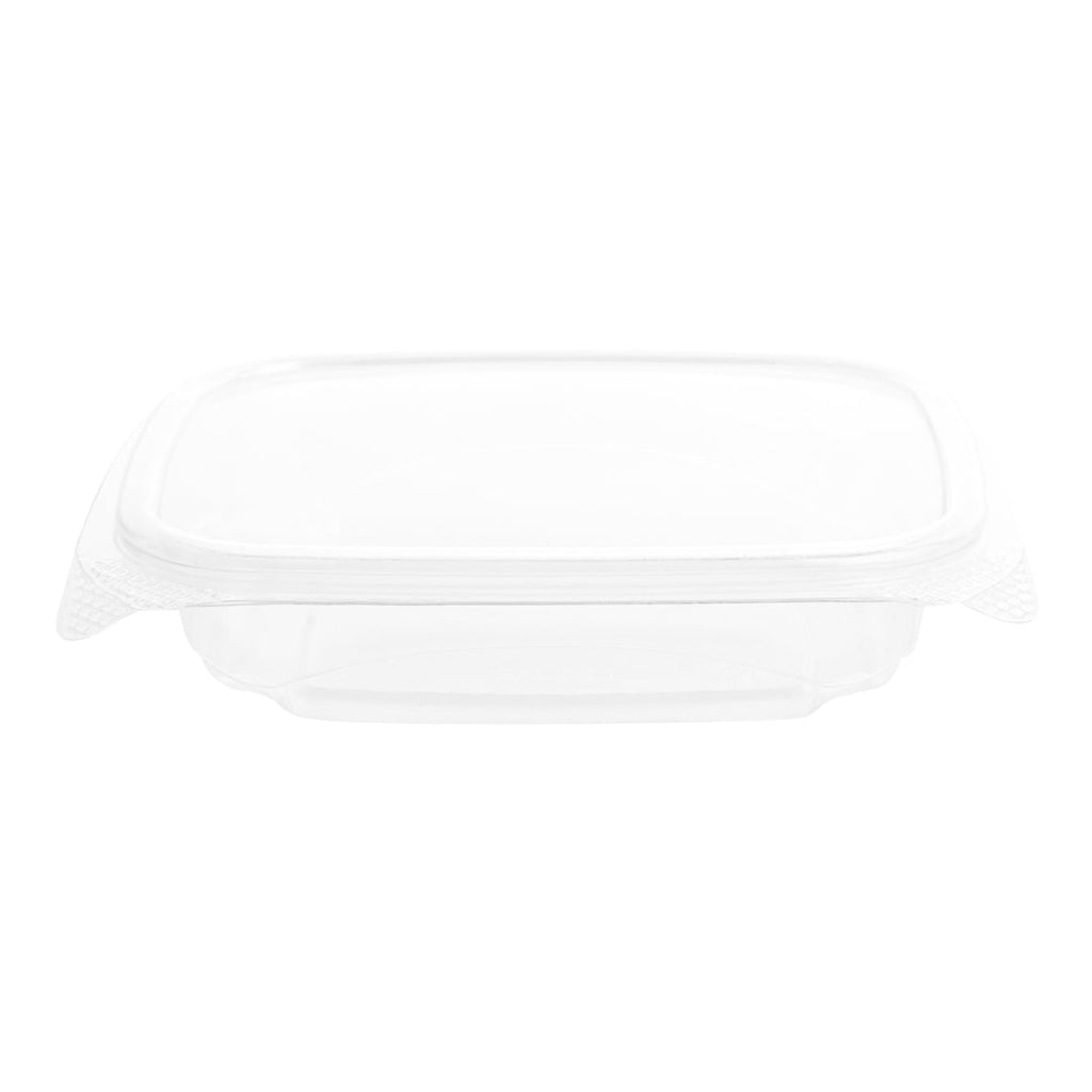 Thermo Tek 8 oz Rectangle Clear Plastic Deli / Snack Container - with Hinged Lid, Anti-Fog - 10" x 5 3/4" x 1 1/4" - 100 count box