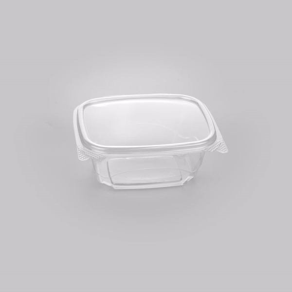Thermo Tek 16 oz Rectangle Clear Plastic Deli / Snack Container - with Hinged Lid, Anti-Fog - 5 3/4" x 5" x 2 1/2" - 100 count box