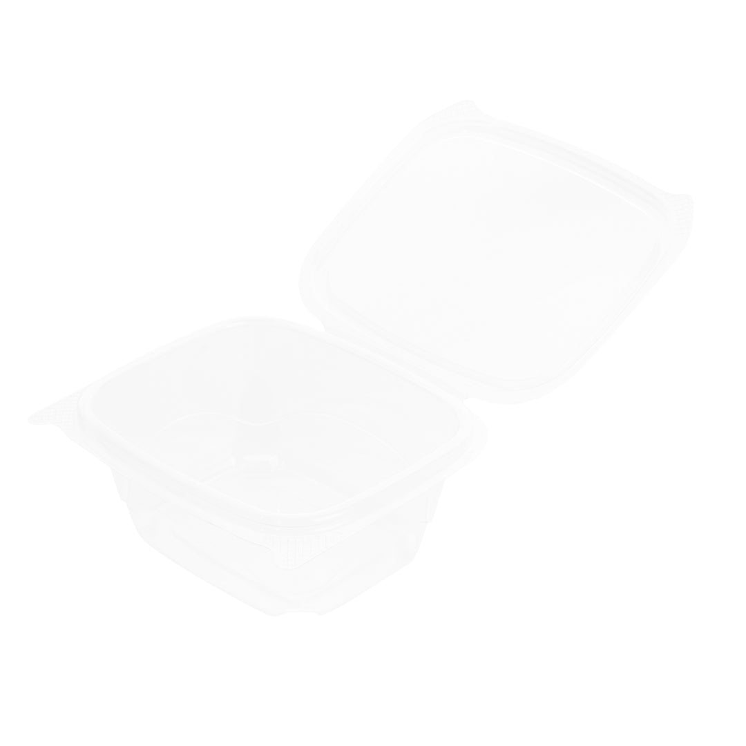 Thermo Tek 16 oz Rectangle Clear Plastic Deli / Snack Container - with Hinged Lid, Anti-Fog - 5 3/4" x 5" x 2 1/2" - 100 count box