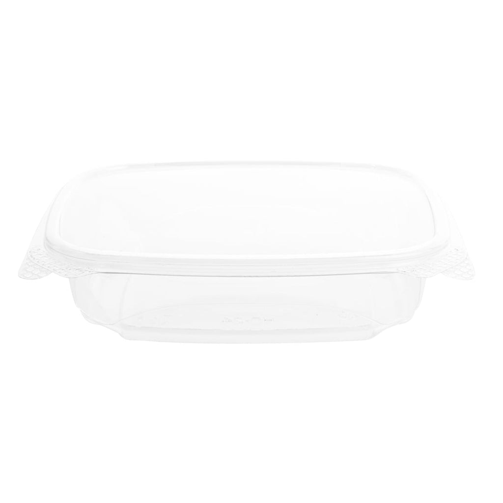 Thermo Tek 24 oz Rectangle Clear Plastic Deli / Snack Container - with Hinged Lid, Anti-Fog - 7 1/2" x 5 1/2" x 2" - 100 count box