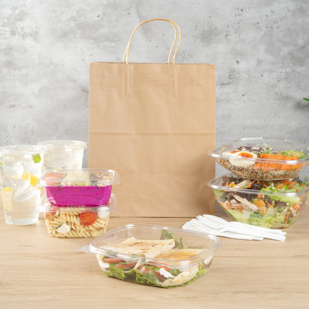 Thermo Tek 24 oz Rectangle Clear Plastic Deli / Snack Container - with Hinged Lid, Anti-Fog - 7 1/2" x 5 1/2" x 2" - 100 count box