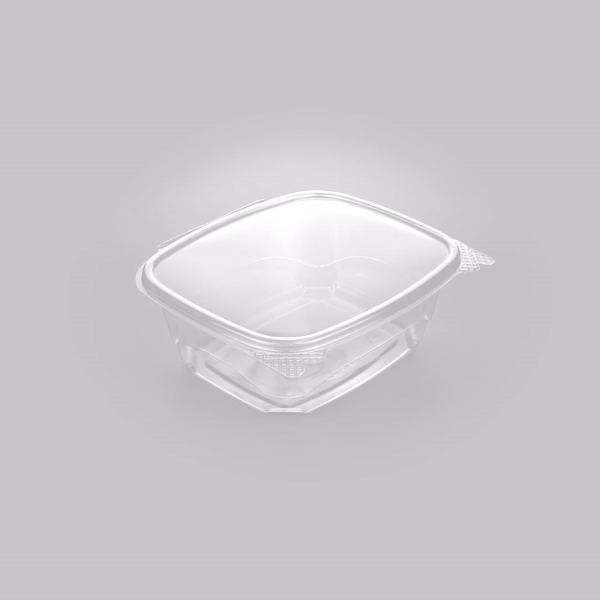 Thermo Tek 32 oz Rectangle Clear Plastic Deli / Snack Container - with Hinged Lid, Anti-Fog - 7 1/2" x 6 1/4" x 2 3/4" - 100 count box