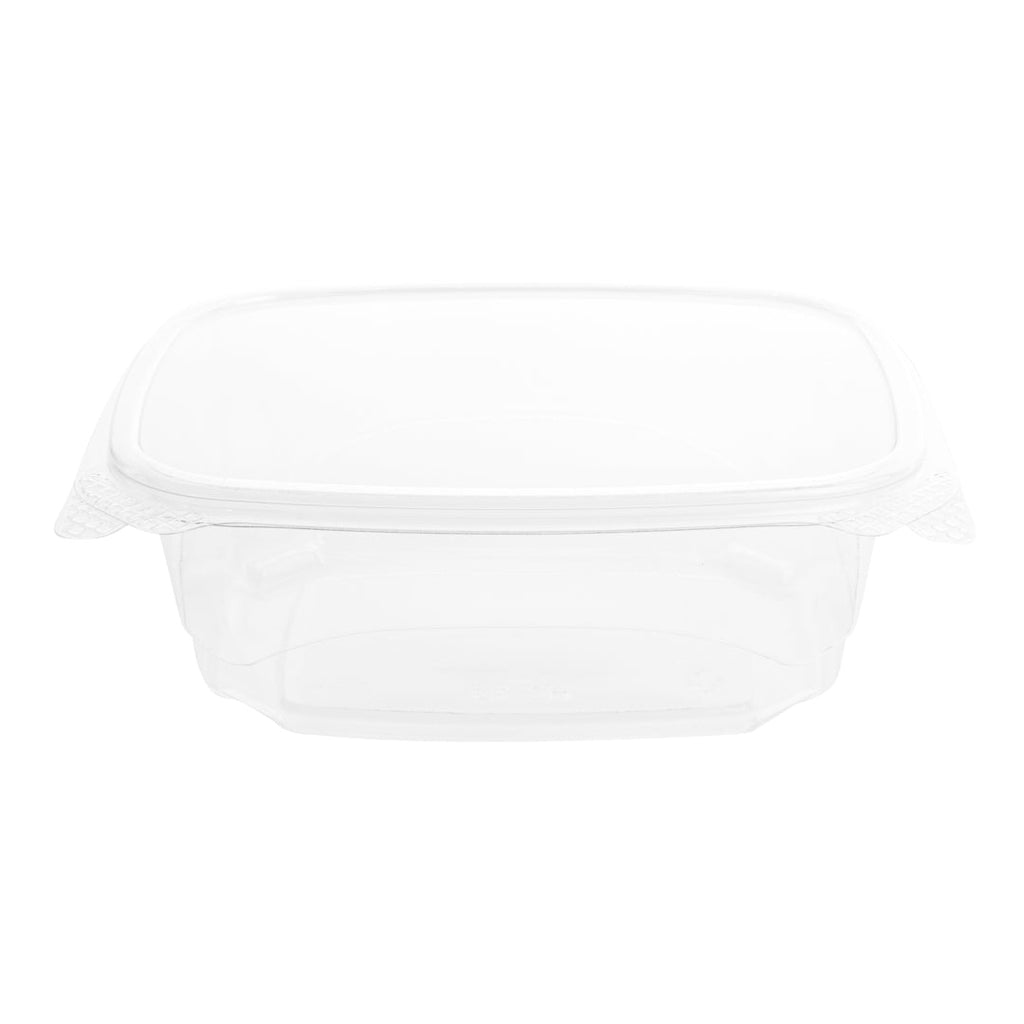 Thermo Tek 32 oz Rectangle Clear Plastic Deli / Snack Container - with Hinged Lid, Anti-Fog - 7 1/2" x 6 1/4" x 2 3/4" - 100 count box