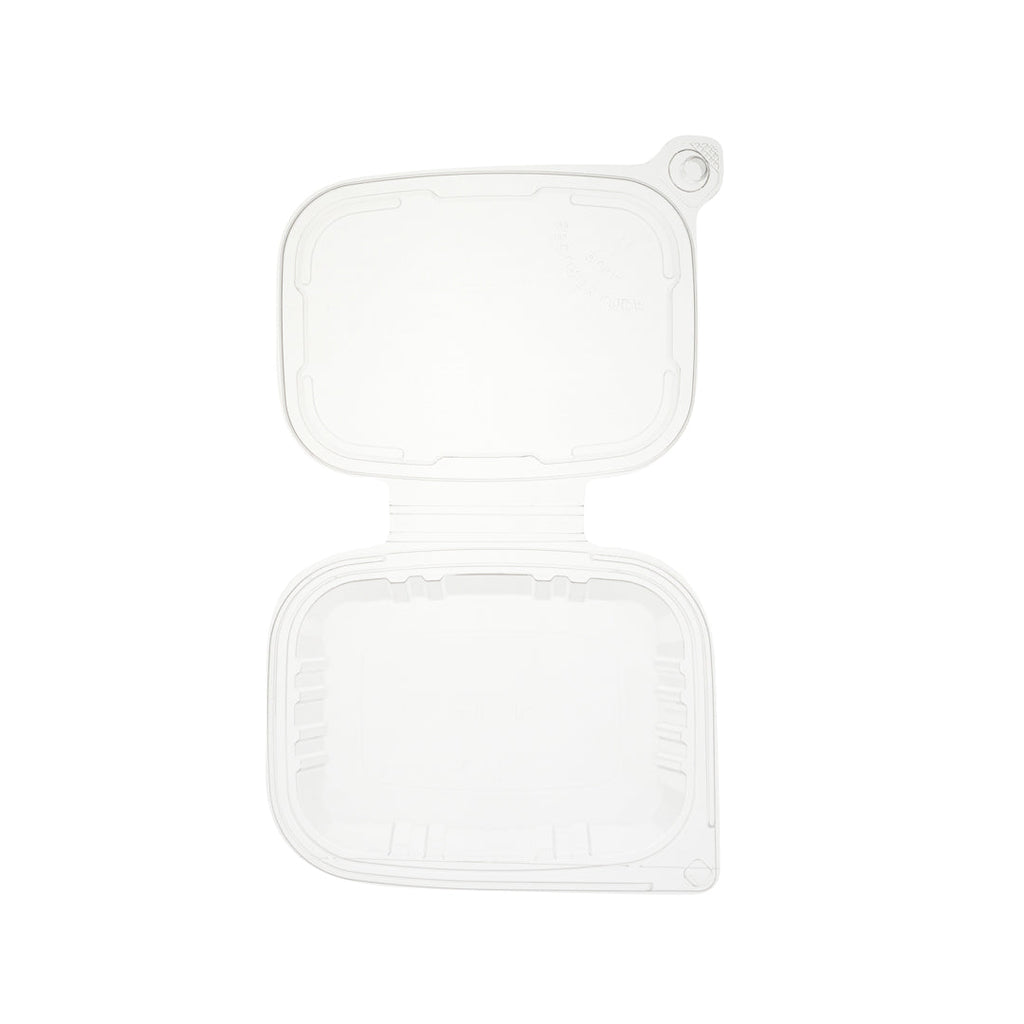 Tamper Tek 8 oz Rectangle Clear Plastic Container - with Hinged Lid, Tamper-Evident - 4 3/4" x 6" x 1 1/4" - 100 count box