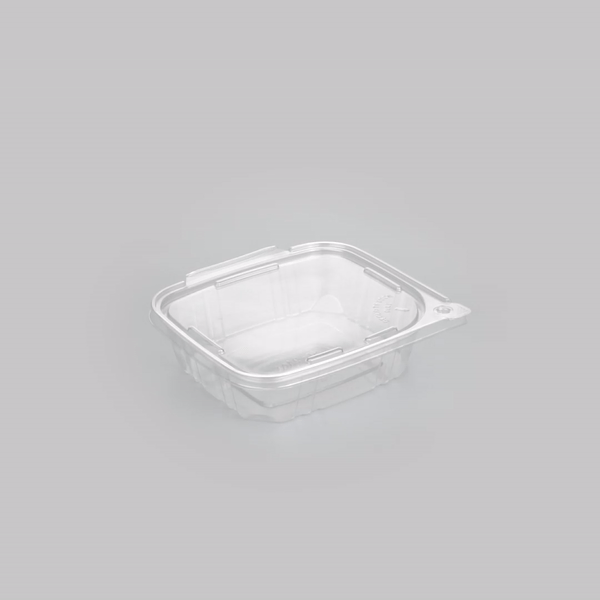 Tamper Tek 24 oz Rectangle Clear Plastic Container - with Hinged Lid, Tamper-Evident - 6 1/2" x 4 1/2" x 2" - 100 count box