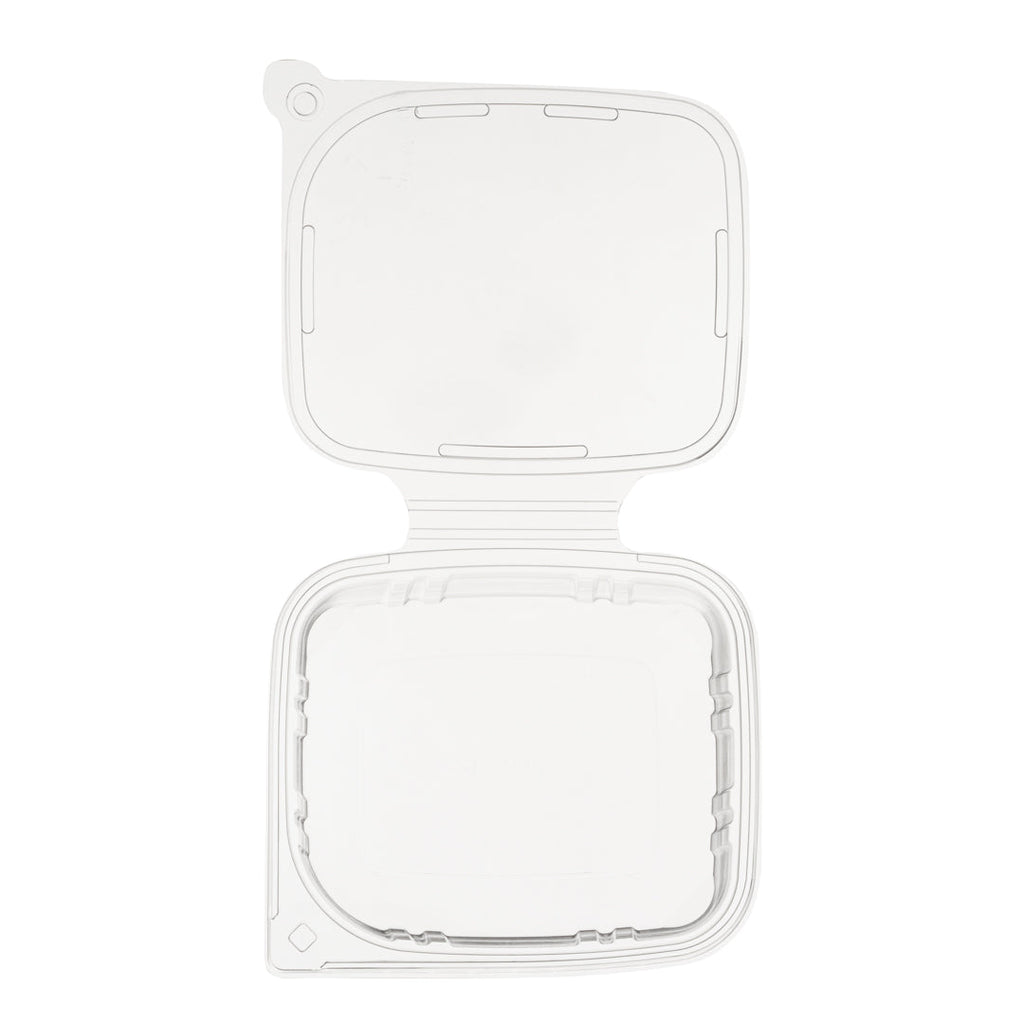 Tamper Tek 24 oz Rectangle Clear Plastic Container - with Hinged Lid, Tamper-Evident - 6 1/2" x 4 1/2" x 2" - 100 count box