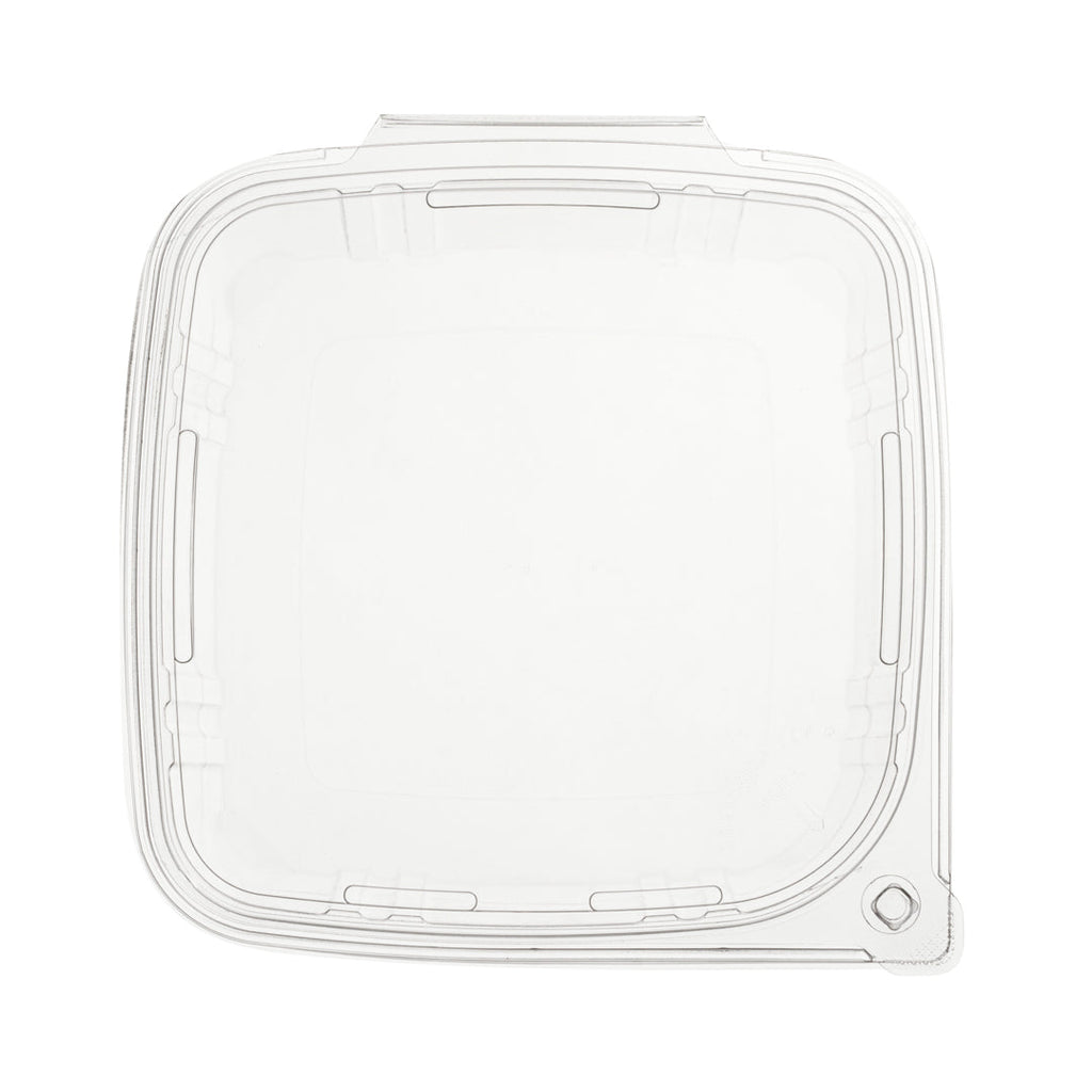 Tamper Tek 48 oz Rectangle Clear Plastic Container - with Hinged Lid, Tamper-Evident - 8 1/4" x 7 1/2" x 2 3/4" - 100 count box