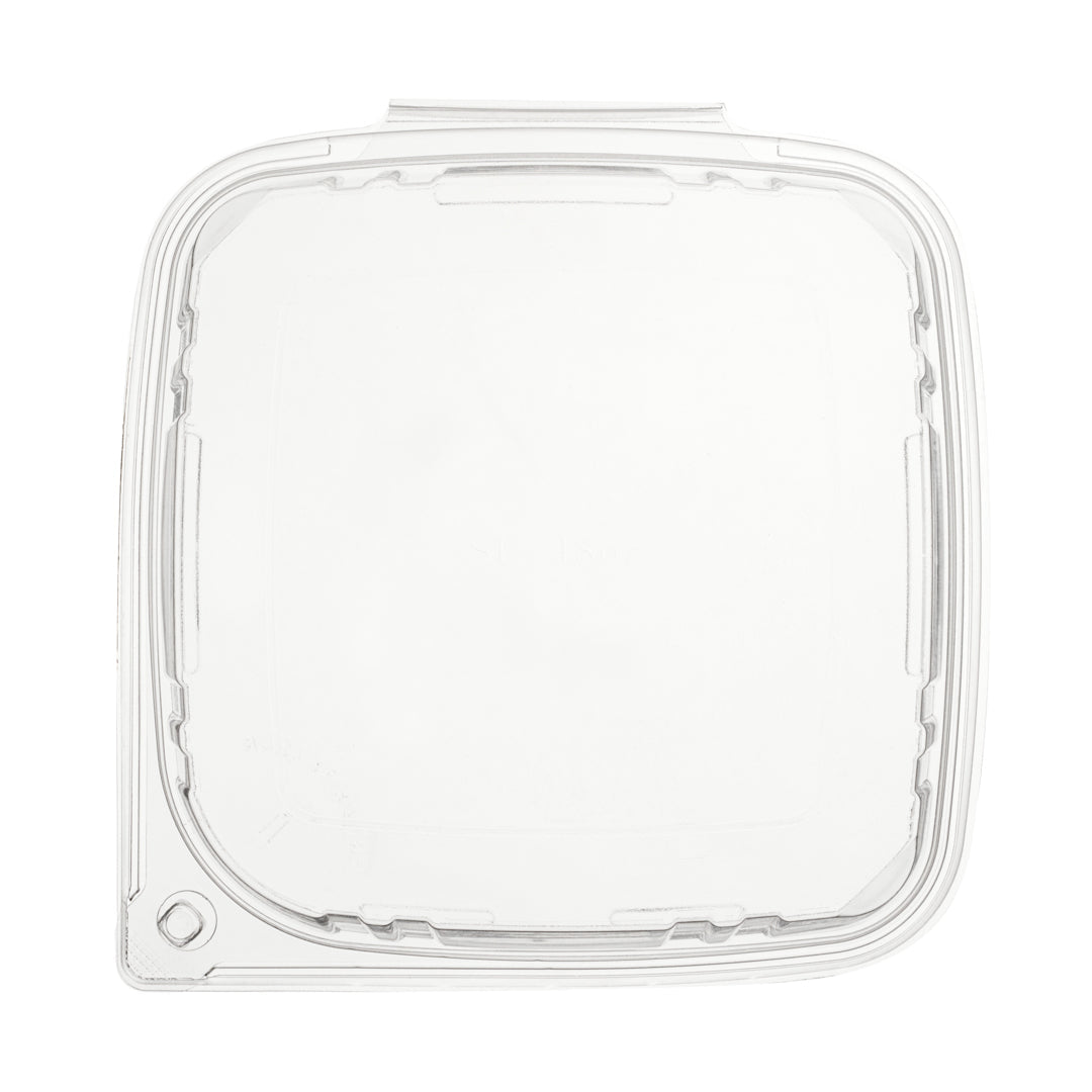 Tamper Tek 48 oz Rectangle Clear Plastic Container - with Hinged Lid, Tamper-Evident - 8 1/4" x 7 1/2" x 2 3/4" - 100 count box