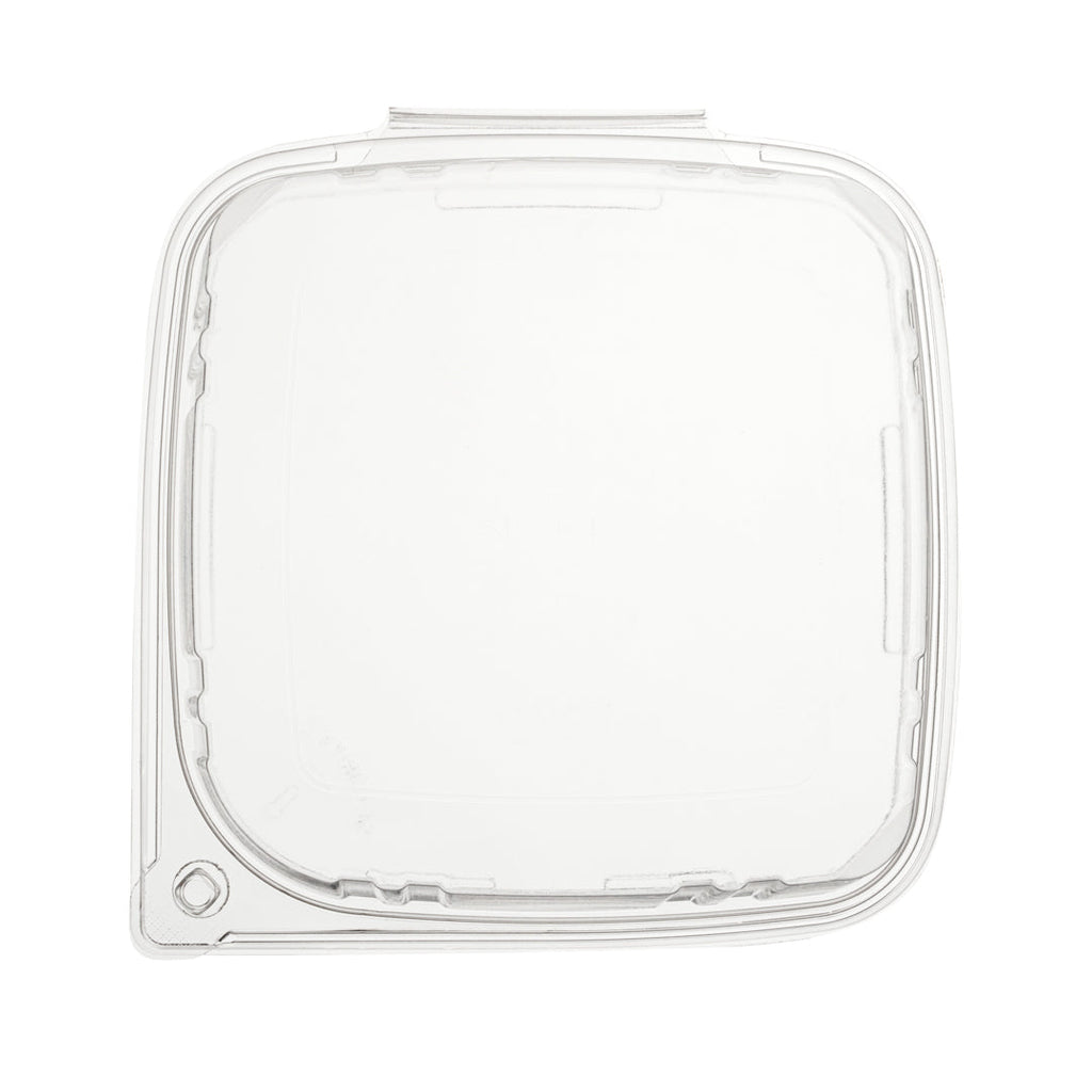 Tamper Tek 64 oz Rectangle Clear Plastic Container - with Hinged Lid, Tamper-Evident - 8 1/4" x 7 1/2" x 3 1/4" - 100 count box