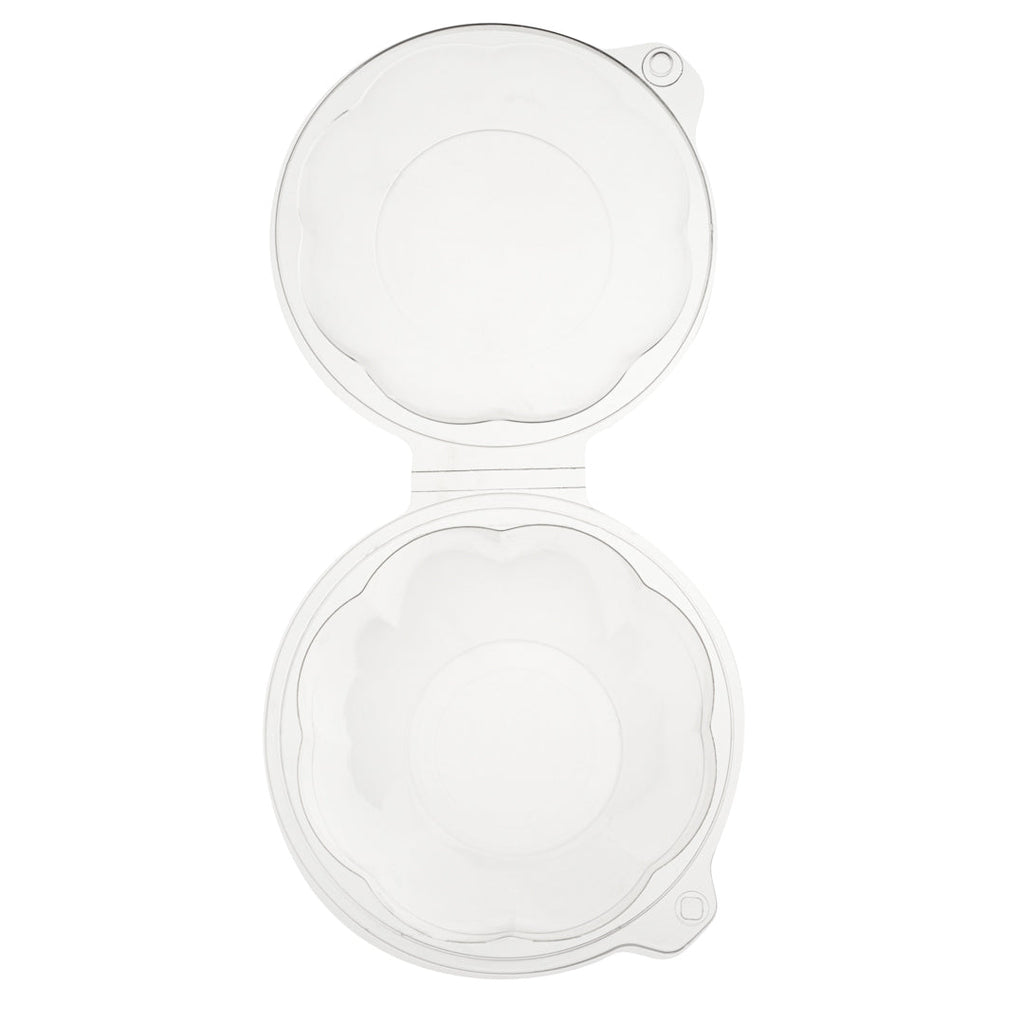 Tamper Tek 32 oz Round Clear Plastic Bowl - with Hinged Lid, Tamper-Evident - 7" x 7" x 3 1/2" - 100 count box