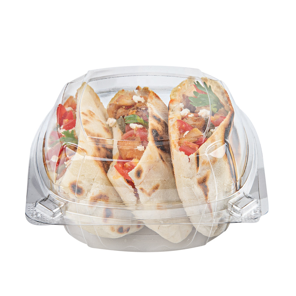 Thermo Tek 19 oz Rectangle Clear Plastic Clamshell Container - Anti-Fog - 6" x 5 1/2" x 2 3/4" - 100 count box