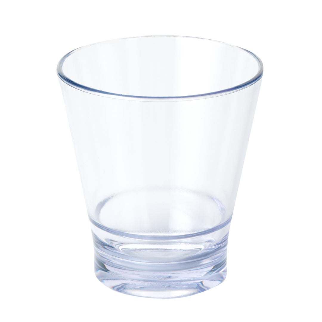 Bev Tek 9 oz SAN Plastic Old Fashioned Glass - Stackable - 3 1/2" x 3 1/2" x 3 3/4" - 12 count box