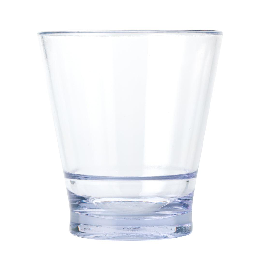 Bev Tek 9 oz SAN Plastic Old Fashioned Glass - Stackable - 3 1/2" x 3 1/2" x 3 3/4" - 12 count box