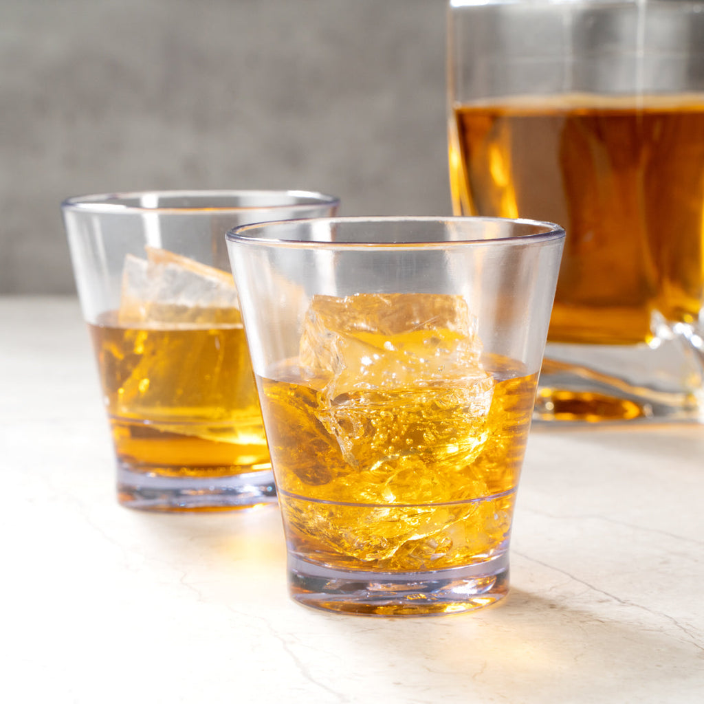 Bev Tek 9 oz SAN Plastic Old Fashioned Glass - Stackable - 3 1/2" x 3 1/2" x 3 3/4" - 12 count box