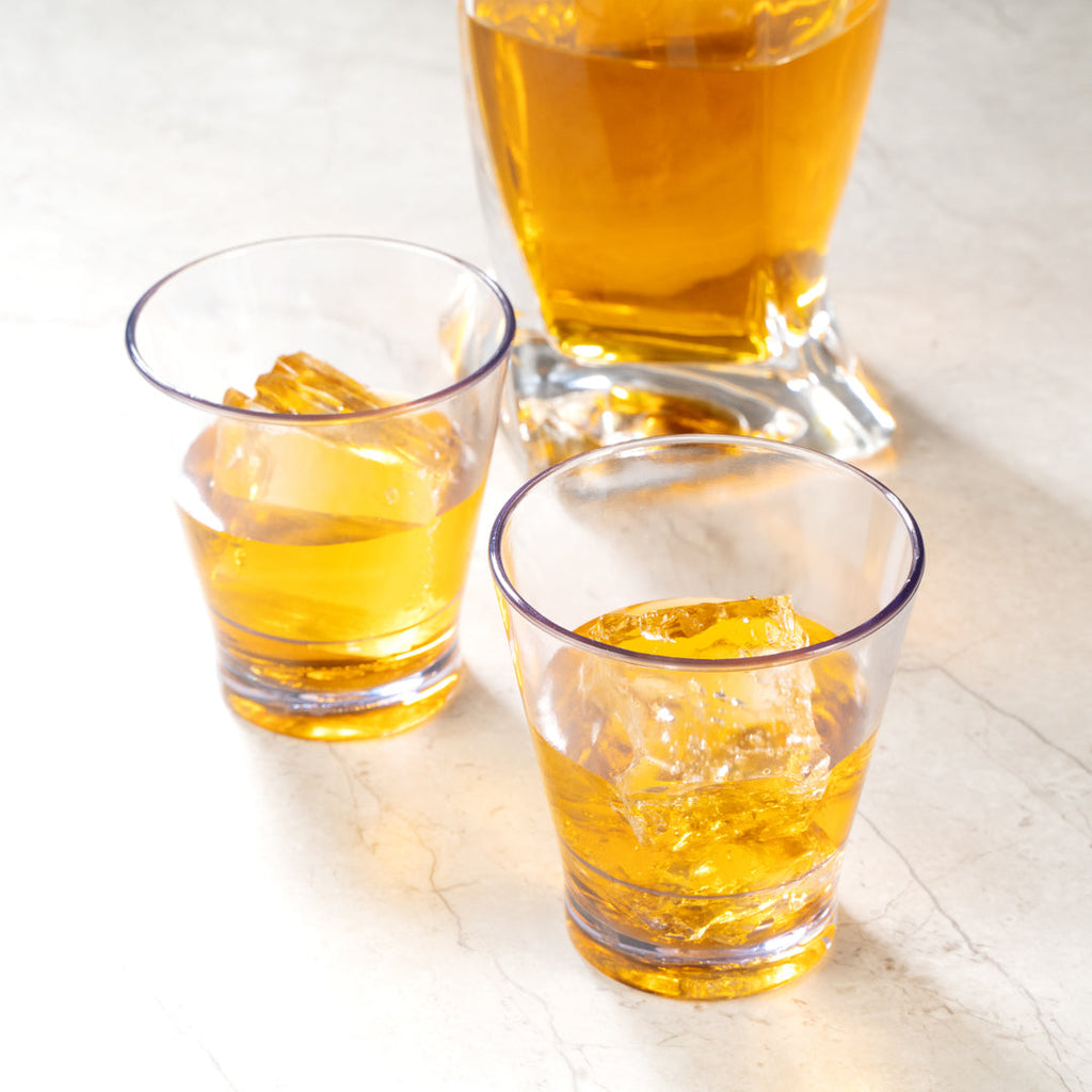 Bev Tek 9 oz SAN Plastic Old Fashioned Glass - Stackable - 3 1/2" x 3 1/2" x 3 3/4" - 12 count box