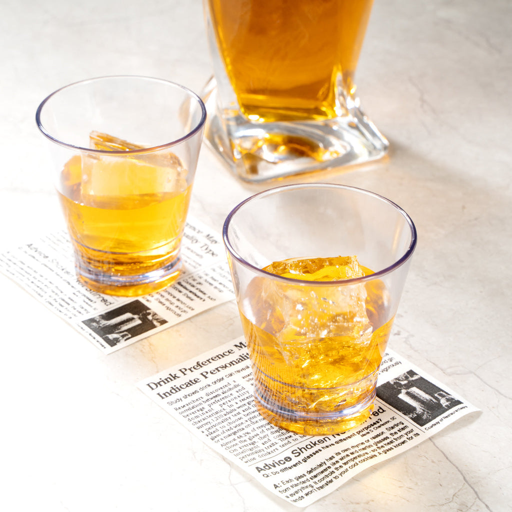 Bev Tek 9 oz SAN Plastic Old Fashioned Glass - Stackable - 3 1/2" x 3 1/2" x 3 3/4" - 12 count box