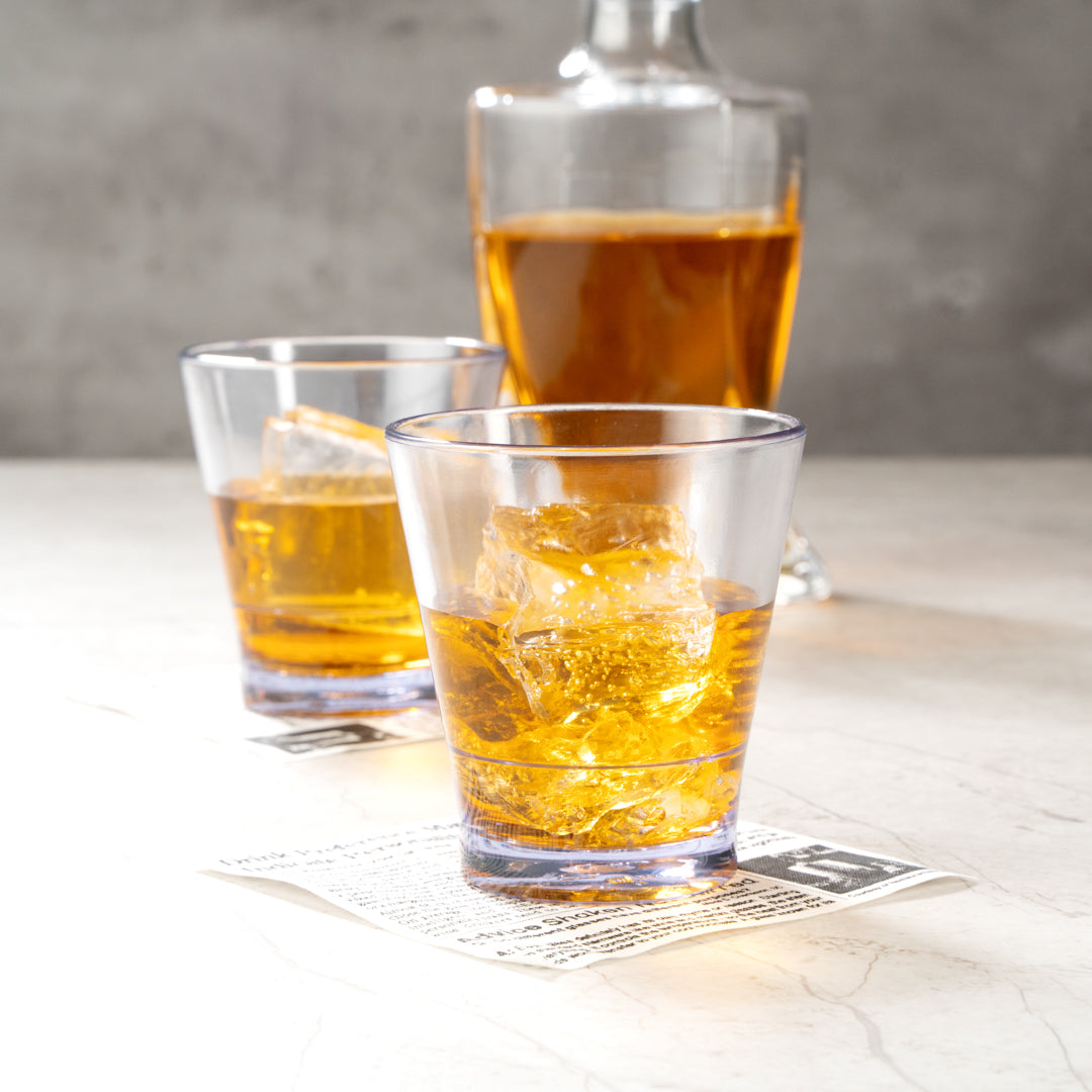 Bev Tek 9 oz SAN Plastic Old Fashioned Glass - Stackable - 3 1/2" x 3 1/2" x 3 3/4" - 12 count box