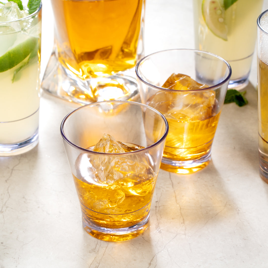 Bev Tek 9 oz SAN Plastic Old Fashioned Glass - Stackable - 3 1/2" x 3 1/2" x 3 3/4" - 12 count box