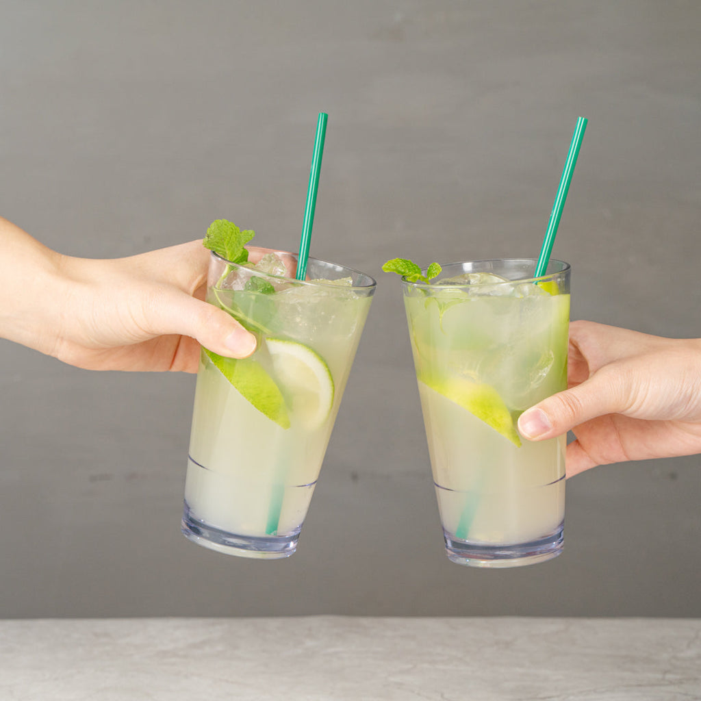 Bev Tek 14 oz SAN Plastic Highball Glass - Stackable - 3 1/4" x 3 1/4" x 5 1/2" - 12 count box
