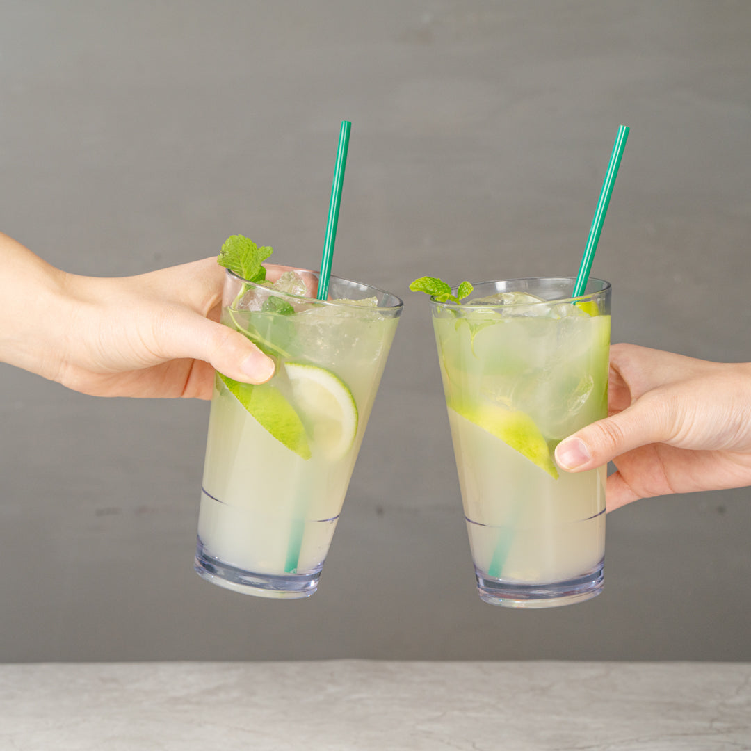 Bev Tek 14 oz SAN Plastic Highball Glass - Stackable - 3 1/4" x 3 1/4" x 5 1/2" - 12 count box