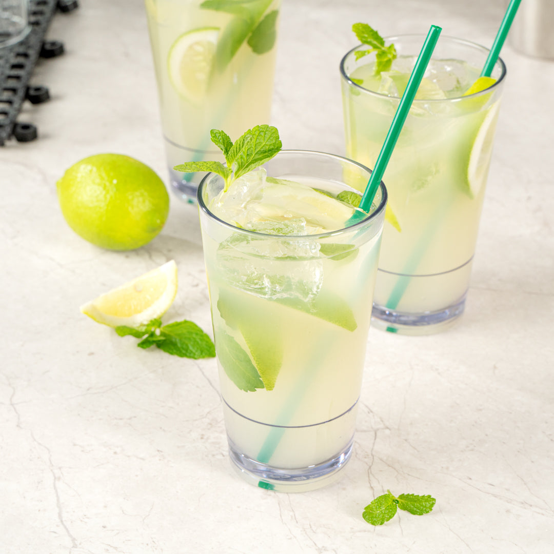 Bev Tek 14 oz SAN Plastic Highball Glass - Stackable - 3 1/4" x 3 1/4" x 5 1/2" - 12 count box