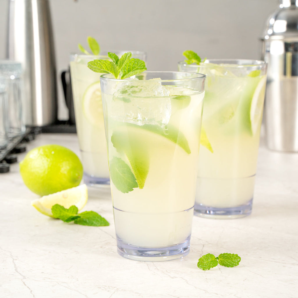 Bev Tek 14 oz SAN Plastic Highball Glass - Stackable - 3 1/4" x 3 1/4" x 5 1/2" - 12 count box