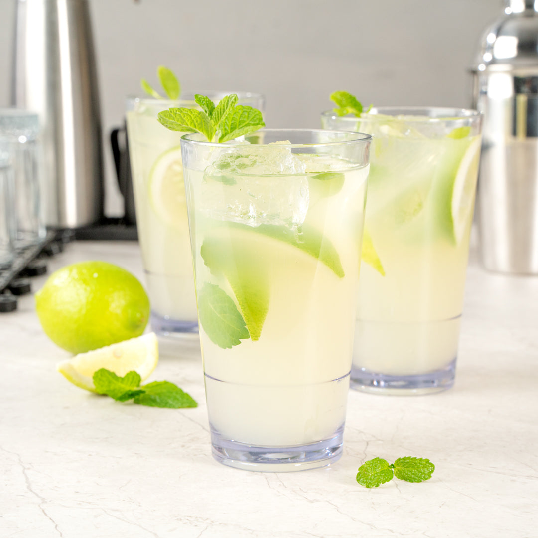 Bev Tek 14 oz SAN Plastic Highball Glass - Stackable - 3 1/4" x 3 1/4" x 5 1/2" - 12 count box