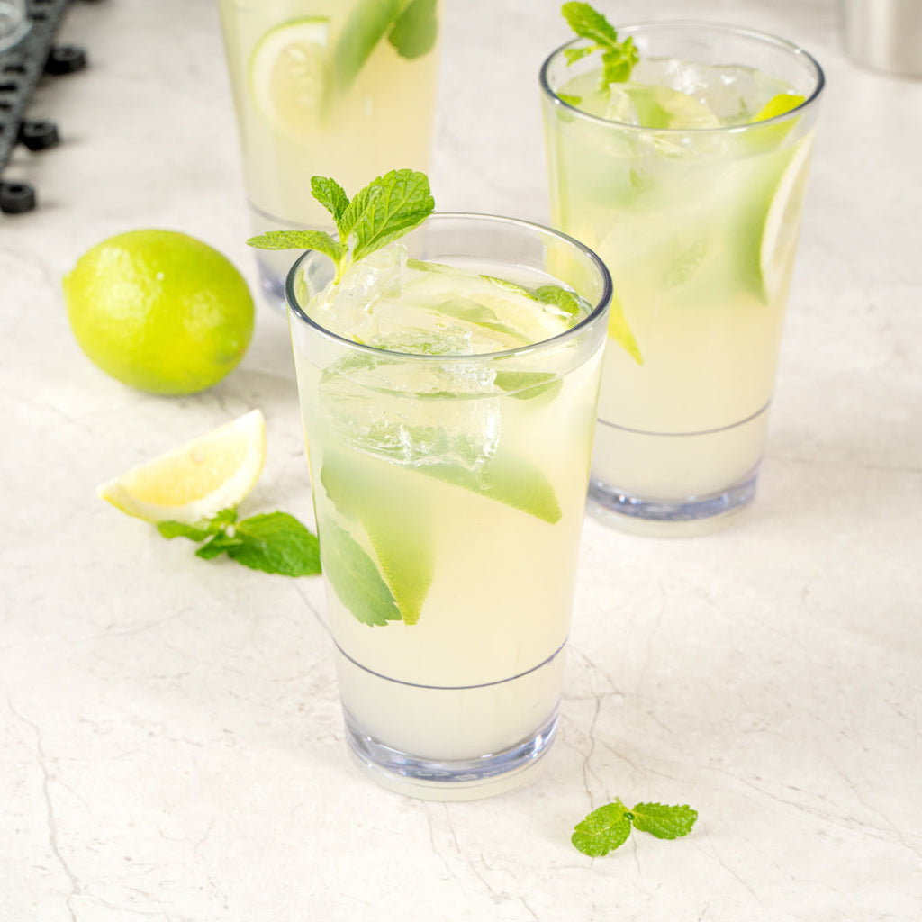 Bev Tek 14 oz SAN Plastic Highball Glass - Stackable - 3 1/4" x 3 1/4" x 5 1/2" - 12 count box