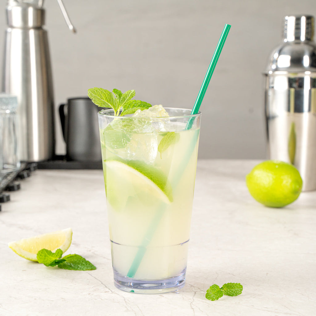 Bev Tek 14 oz SAN Plastic Highball Glass - Stackable - 3 1/4" x 3 1/4" x 5 1/2" - 12 count box