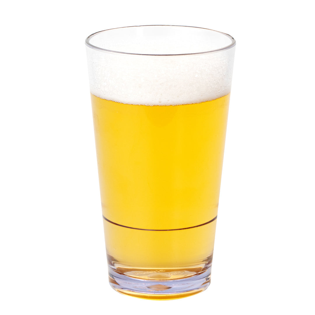 Bev Tek 16 oz SAN Plastic Pint Glass - Stackable - 3 1/2" x 3 1/2" x 5 3/4" - 12 count box