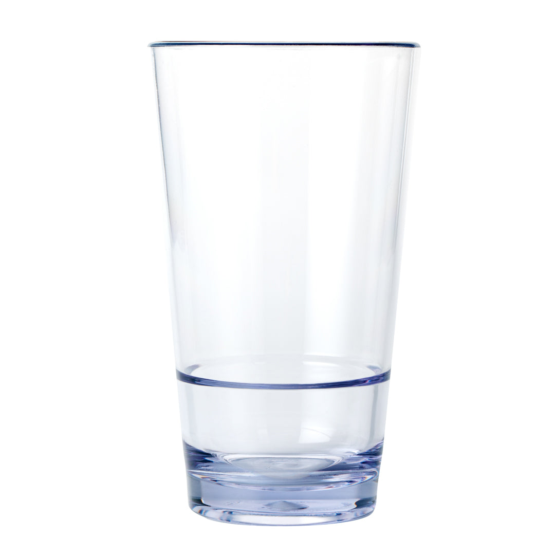 Bev Tek 16 oz SAN Plastic Pint Glass - Stackable - 3 1/2" x 3 1/2" x 5 3/4" - 12 count box