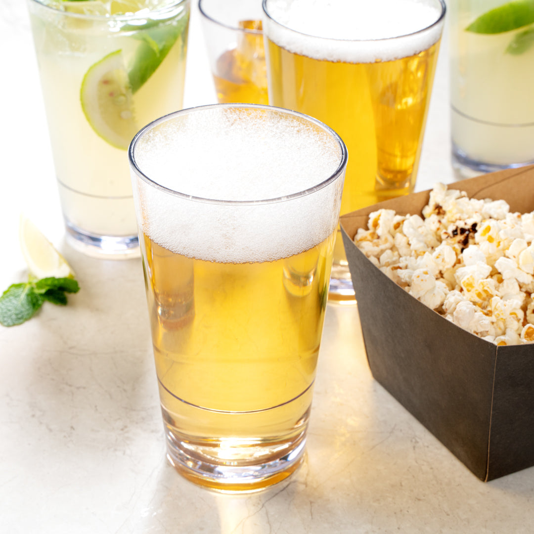 Bev Tek 16 oz SAN Plastic Pint Glass - Stackable - 3 1/2" x 3 1/2" x 5 3/4" - 12 count box