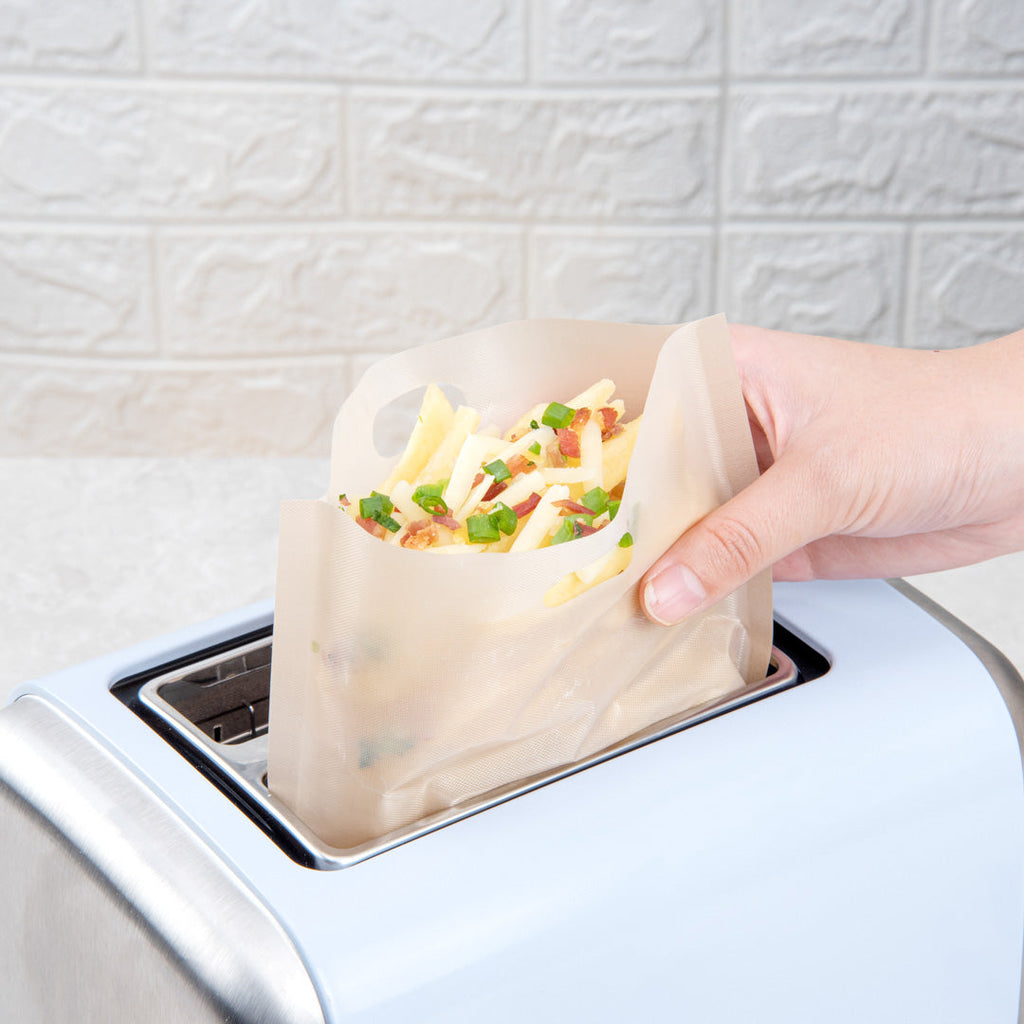 Bag Tek Kraft Plastic Small Toaster Bag - Non-Stick, Heat-Resistant, Semi-Disposable - 6 1/2" x 6 1/4" - 10 count box