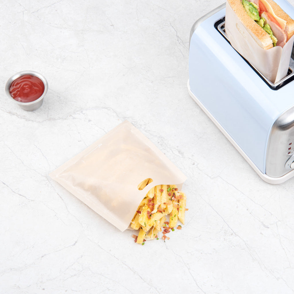 Bag Tek Kraft Plastic Small Toaster Bag - Non-Stick, Heat-Resistant, Semi-Disposable - 6 1/2" x 6 1/4" - 10 count box