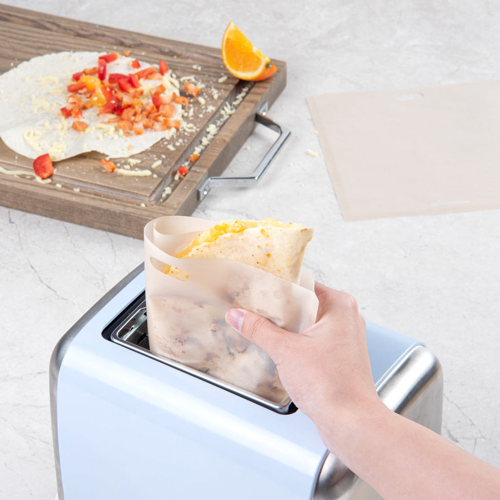 Bag Tek Kraft Plastic Large Toaster Bag - Non-Stick, Heat-Resistant, Semi-Disposable - 8 3/4" x 8" - 10 count box