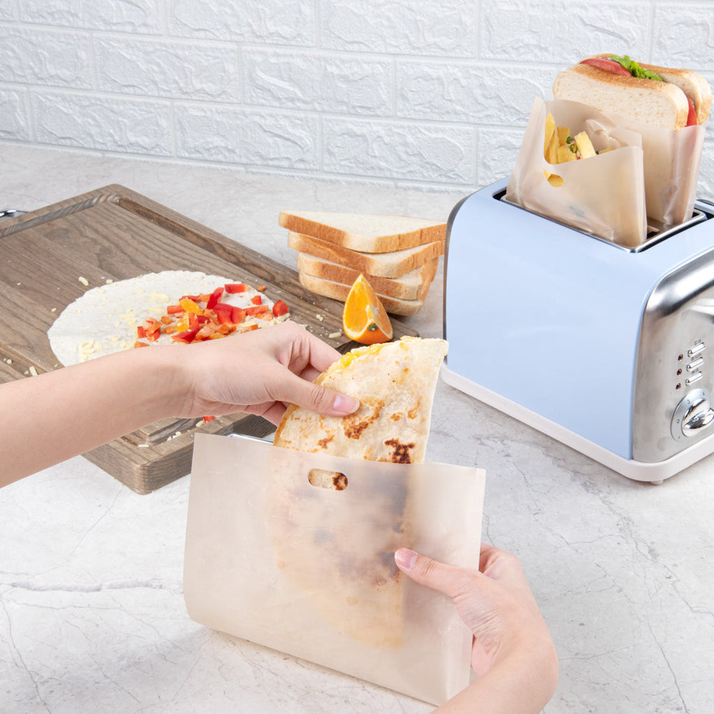 Bag Tek Kraft Plastic Large Toaster Bag - Non-Stick, Heat-Resistant, Semi-Disposable - 8 3/4" x 8" - 10 count box
